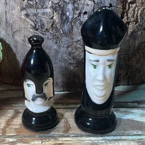 Chess Pieces Duncan Mold  3” Pawn 3 1/2” Bishop Vintage Hand Painted Black